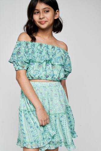 Sea-Green Top Skirt Set, Sea Green, image 1